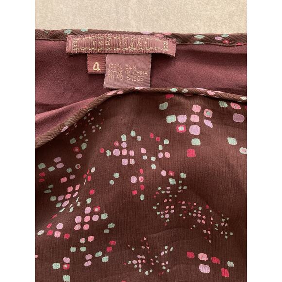 Vintage Y2k Boho Fairy Sheer Brown Silk Abstract Dots Tiered Midi Skirt Size S - Picture 6 of 6